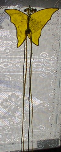 Clear Yellow Stained Glass Butterfly by Long Meadow Farms